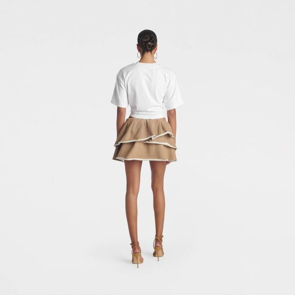 KBB by KAHLANA Women's 'The Tiered Mini Skirt' - Camel S - Picture 4 of 4